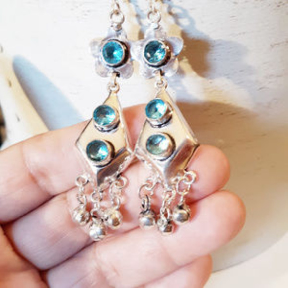 NatureLoversJewelry Jewelry - Sexy!!! Bollywood! Blue Topaz + Sterling Earrings